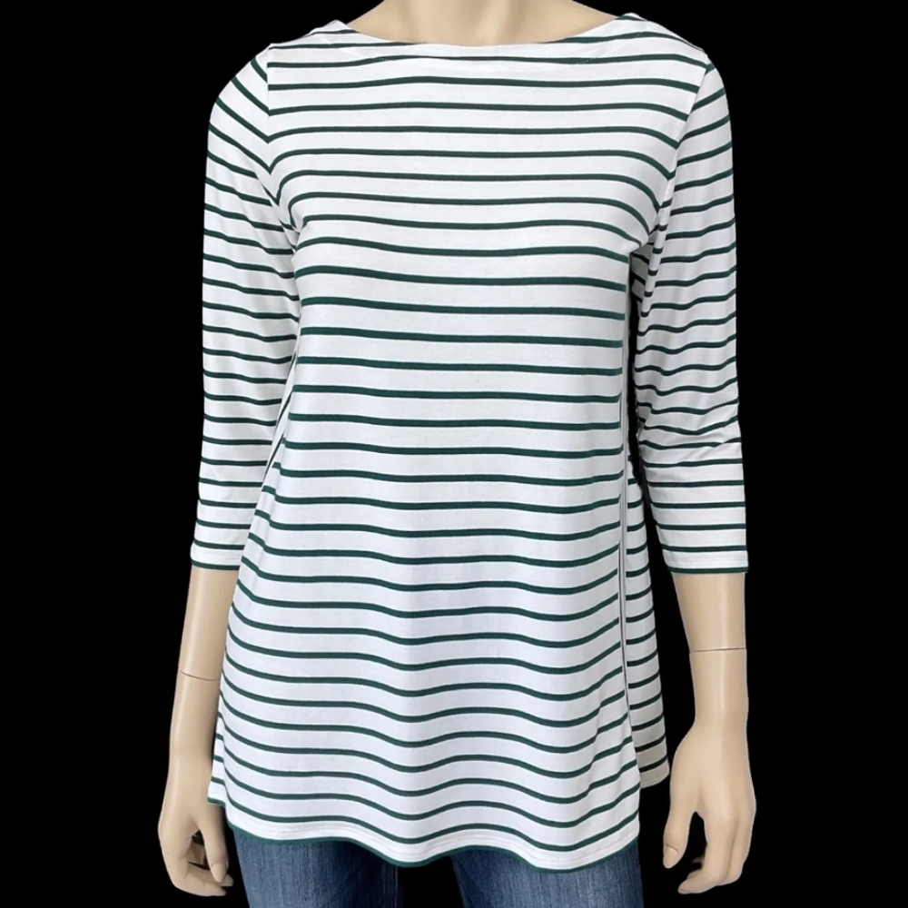 J. Jill 3/4 sleeved tunic top Forest green and white.